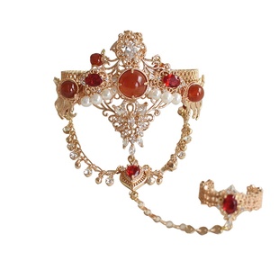 清月鹿鸣原创【丹砂颜】异域风手镯戒指一体古风大漠公主手环手链