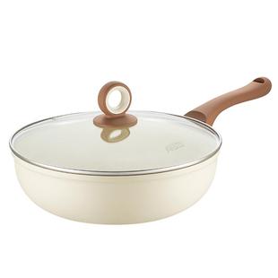 爱仕达聚油不粘锅炒锅含钛平底锅麦饭石色煤气灶家用燃气炒菜锅