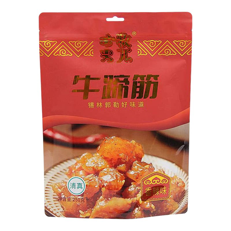 内蒙古特产 锡林郭勒牧π清真牛蹄筋孜然辣味独立包装250克