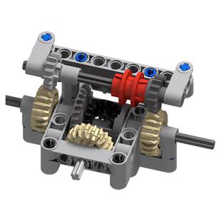 国产兼容小颗粒积木差速锁带锁差速器模型科技模型益智拼装