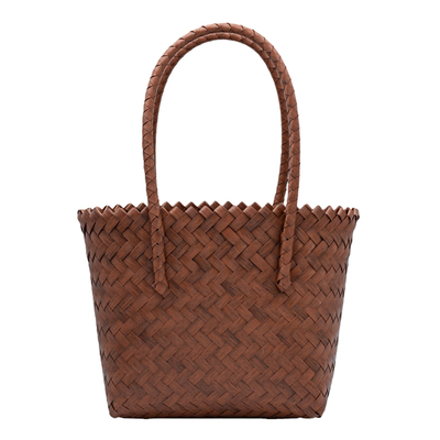 竹编菜篮子爆款大容量复古仿藤单肩背托特手工编织包购物包女包