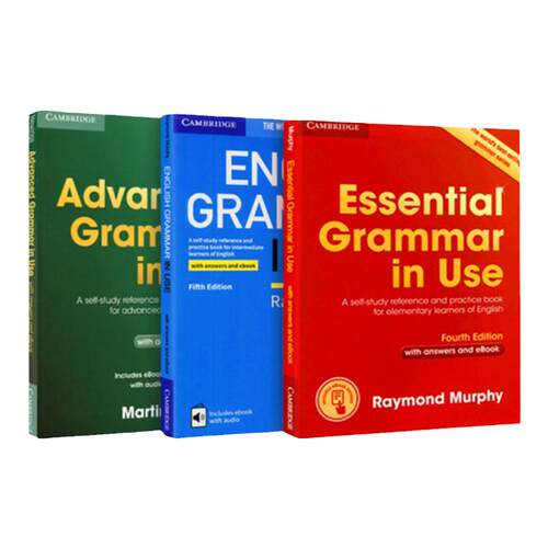 现货原版进口English Grammar in Use剑桥英语语法书3册套装中学英语语法书送在学习账号答案电子书词典初中高级雅思剑桥词汇中图