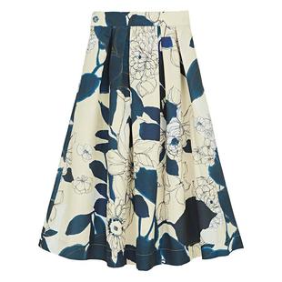 【波嬉系】sdeer圣迪奥秋小清新高腰印花压褶A字伞裙S233Z1186