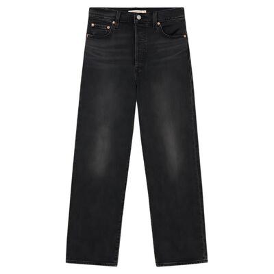 商场同款女士复古高腰直筒牛仔裤