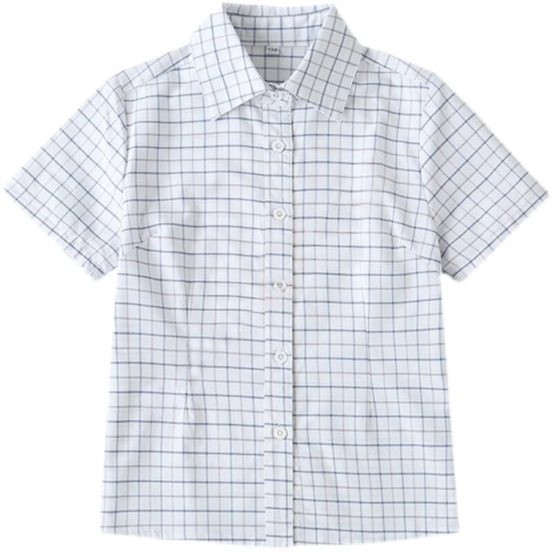 小学生校服学院英伦风园服夏装白色格子衬衫短袖女童上衣薄款班服