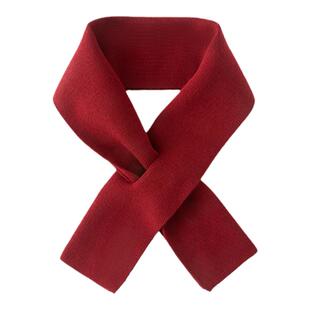 秋冬新款围巾护颈巾男纯色简约百搭保暖领巾女短款围脖针织交叉巾