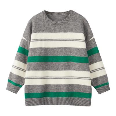 虾酱麻麻两色条纹毛衣