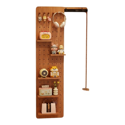 洞洞板置物架小户型实木穿衣镜