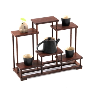 茶壶茶具紫砂壶架子鸡翅木博古架实木中式小型多宝阁底座盆景托架