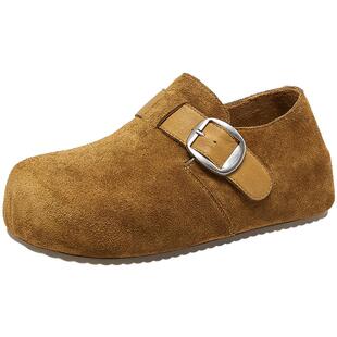 Lee Cooper博肯鞋女2025新款冬季百搭厚底单鞋搭扣时尚软面软底鞋