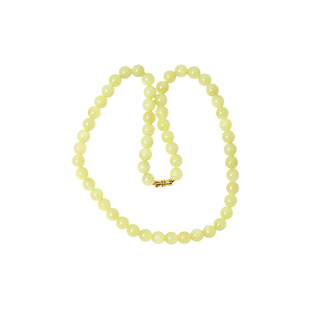 天然和田玉黄口圆珠款项链 女款玉石颈链妈妈链项链饰品礼物