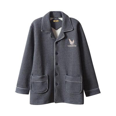 睡衣男秋冬加厚纯棉夹棉单件上衣