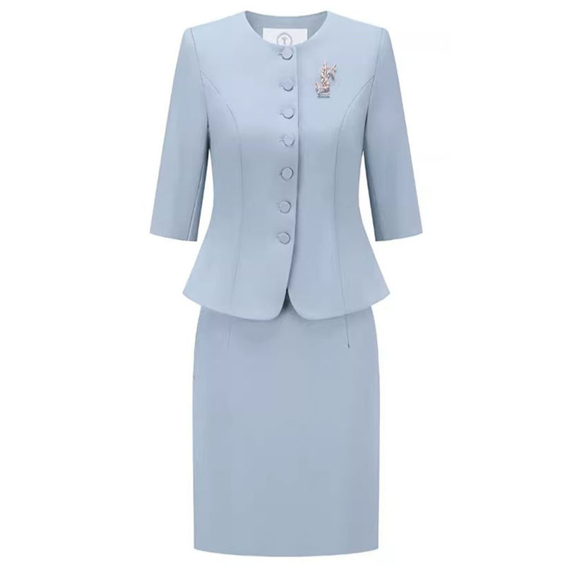 宴会礼服高端浅蓝色职业西装套装