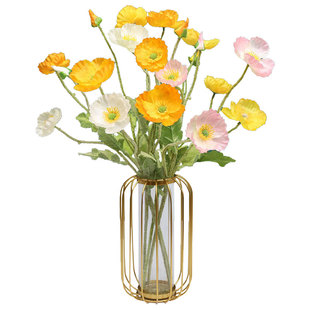 虞美人仿真花罂粟假花干花花束家居客厅装饰摆花拍照道具花艺摆件