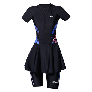 特步保守泳衣女士2025年新款游泳馆专用显瘦大码分体平角泡温泉装