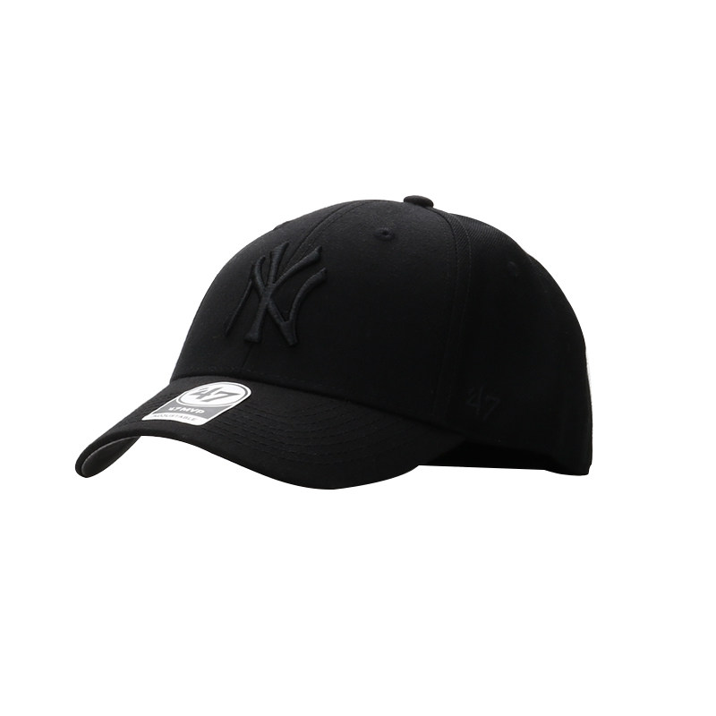 MLB 大LOGO正品黑白棒球帽遮阳弯檐情侣帽子