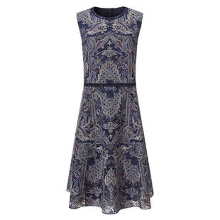 VGRASS维格娜丝春新经编蕾丝1万针刺绣背心连衣裙新中式绣花长裙