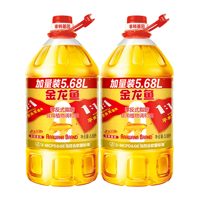 【进直播间享补贴】金龙鱼黄金比例非转基因食用油5.68L*2调和油