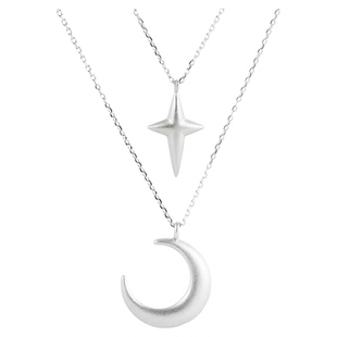 S925纯银锁骨项链【新月辰星】轻奢简约星星月亮吊坠银链送礼物