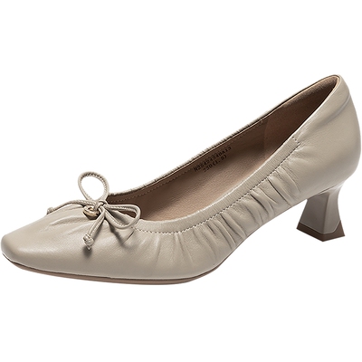 natursun小方跟时装单鞋