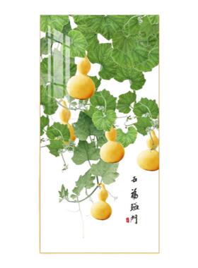 五福临门入户玄关装饰画新中式走廊尽头壁画现代轻奢竖版过道挂画