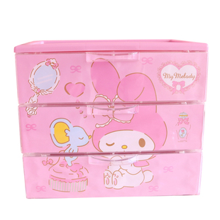 日系美乐蒂可爱卡通桌面收纳盒抽屉式多层整理盒首饰发夹杂物置物