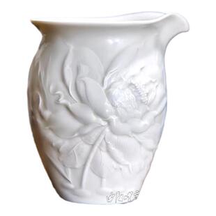 曲阳秋鸿定瓷茶具省级工美大师白耀亮老师款荷花公道杯高温釉白瓷