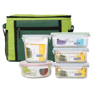 Glasslock进口耐热钢化玻璃保鲜盒微波炉加热饭盒密封冷冻盒3件套