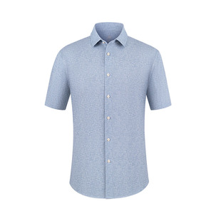 欧定头等舱衬衫2025新款男夏季云幕蓝色简约高级商务衬衣男款短袖