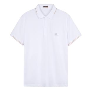 才子纯色翻领短袖POLO衫男士2025夏季新款商务休闲珠地棉短袖T恤