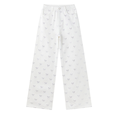 【星钻牛仔】MISSCOCOON可可尼直筒裤子26夏季新款白色薄牛仔裤女