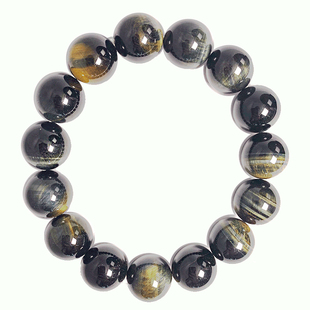 东泰珠宝天然水晶手链男 男士天然男士手链简单大方黄蓝彩虎眼石