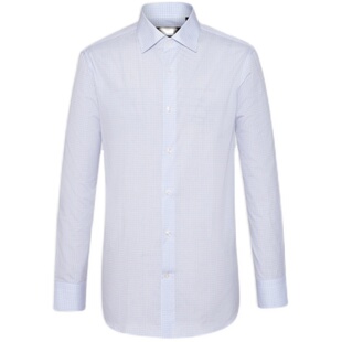 SATCHI沙驰男装男士长袖衬衫春季新款100%长绒棉商务格子衬衣