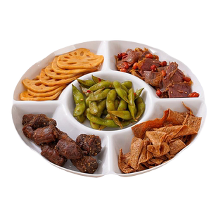 五格卤味卤水拼盘商用卤菜盘子水果冷菜小吃凉菜塑料餐盘密胺餐具