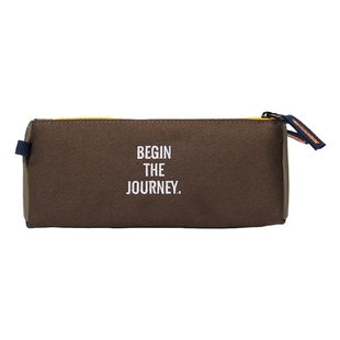 趁早即刻出发随身笔袋撞色刺绣高颜值简约大容量多口袋分区收纳袋文具盒