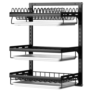 厨房碗碟收纳架放碗架收纳架壁挂水槽碗盘餐具盘子台面双层沥水架