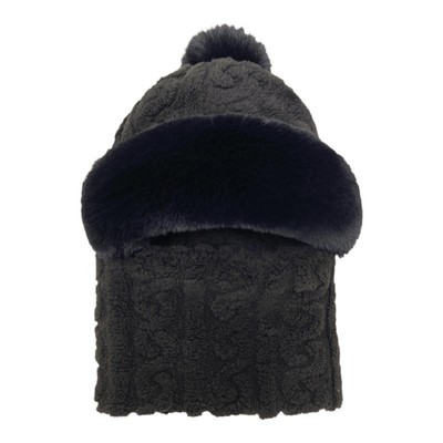 毛绒帽子围巾一体围脖面罩三件套