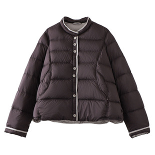 2025年新款韩版圆领90白鸭绒轻薄羽绒服女秋冬单排扣时尚减龄外套