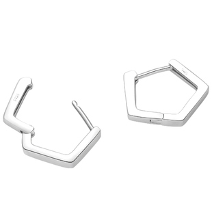 999纯银几何耳圈耳环女五边形养耳洞2025新款潮耳钉素圈耳扣耳饰