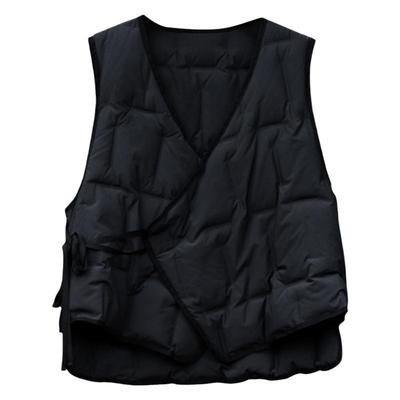 黑色轻薄改良汉服系带羽绒马甲