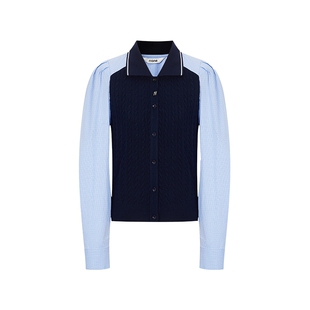 none 时髦衬衫式女士毛衣开衫2025冬季新款小众设计感polo领外套