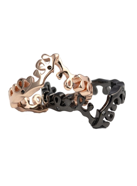 姬首饰女玫瑰金撞色情侣对戒拉拉