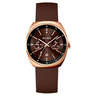 JRANDE歌浪迪手表男女同款石英情侣腕表百搭防水日历硅胶手表女款