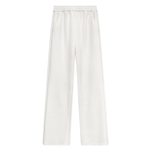 白色毛呢阔腿裤女秋冬垂感软糯糯米裤醋酸云朵绒加绒厚窄版直筒裤