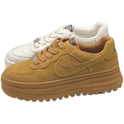 头层牛皮板鞋女厚底秋冬2023新款