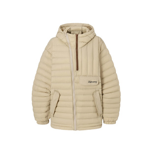 LEDIM WANG卡其色90白鹅绒轻便排骨羽绒服女轻薄宽松外套25冬新款