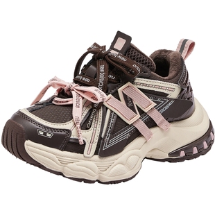 女童鞋子儿童加绒运动大棉鞋2025新款冬季二棉冬鞋冬天加厚老爹鞋