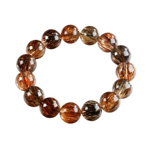 东越天然巴西黑金超七手链满矿转运手串双轮骨干水晶发丝云母晶