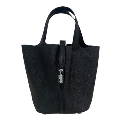 真皮菜篮子水桶包牛皮手提包