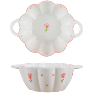 日式双耳汤碗陶瓷面碗家用大容量大号泡面碗汤盆大碗螺蛳粉碗防烫